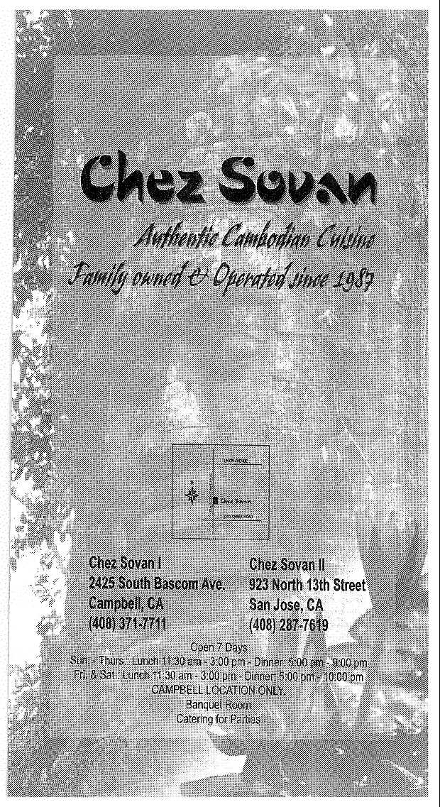 Menu for Chez Sovan in Campbell, California