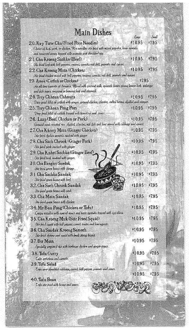 Menu for Chez Sovan in Campbell, California