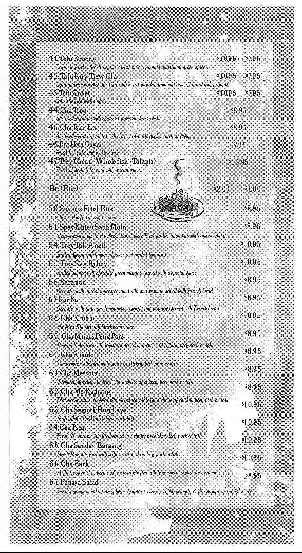 Menu for Chez Sovan in Campbell, California